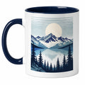 Keramiktasse Blau Weiß mit Berglandschaft Motiv