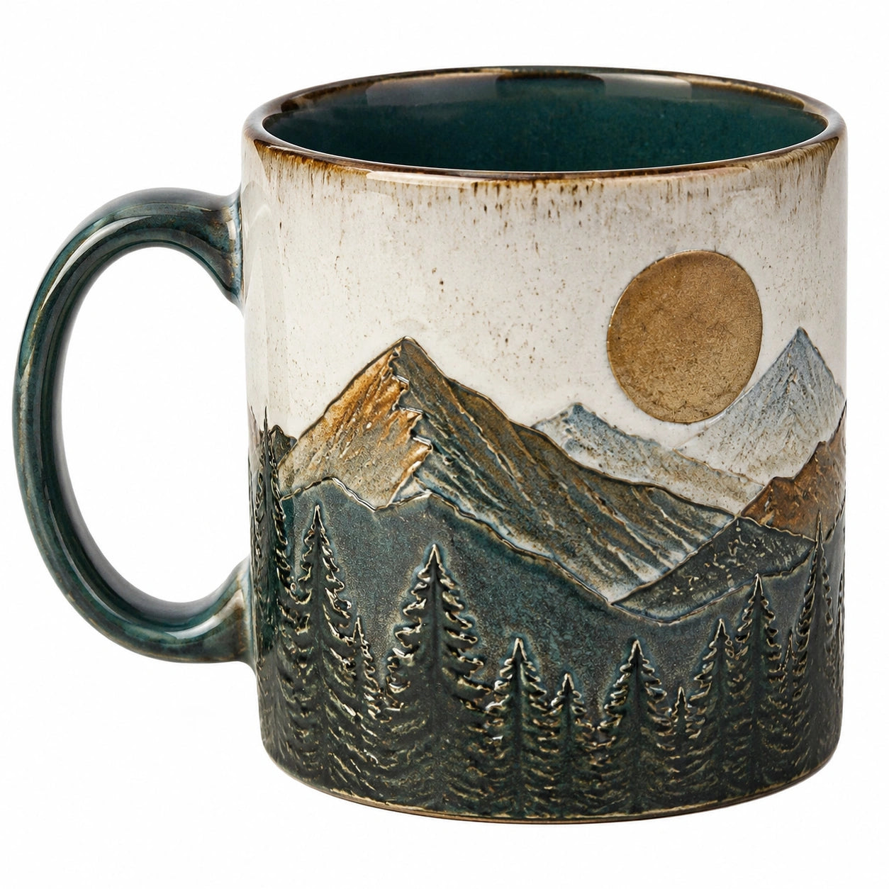Keramikbecher mit Bergen und Sonne, 350ml