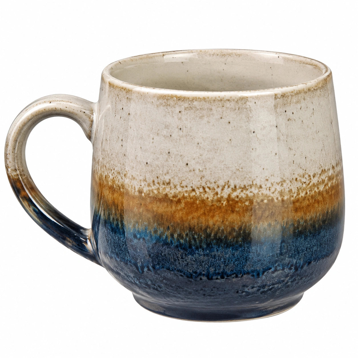Großer Keramikbecher Blau/Braun 350ml