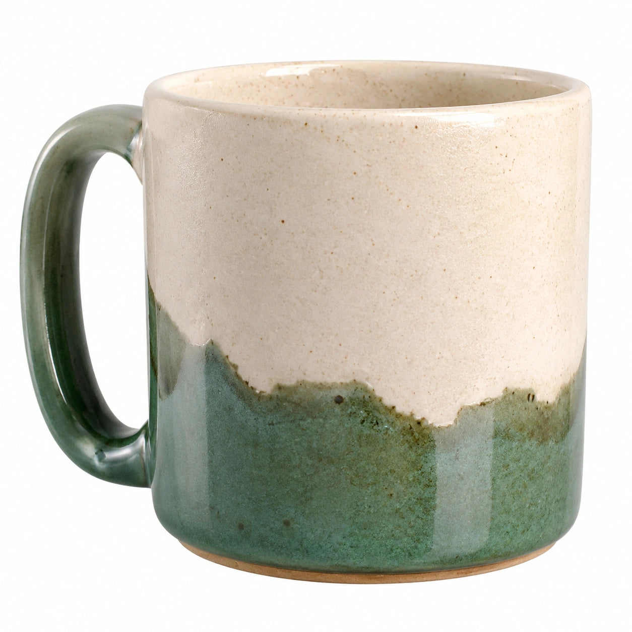 Handgefertigter Keramikbecher 350ml in Grün/Beige