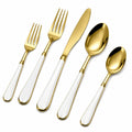 Elegantes Besteckset aus Edelstahl, Gold und Weiß