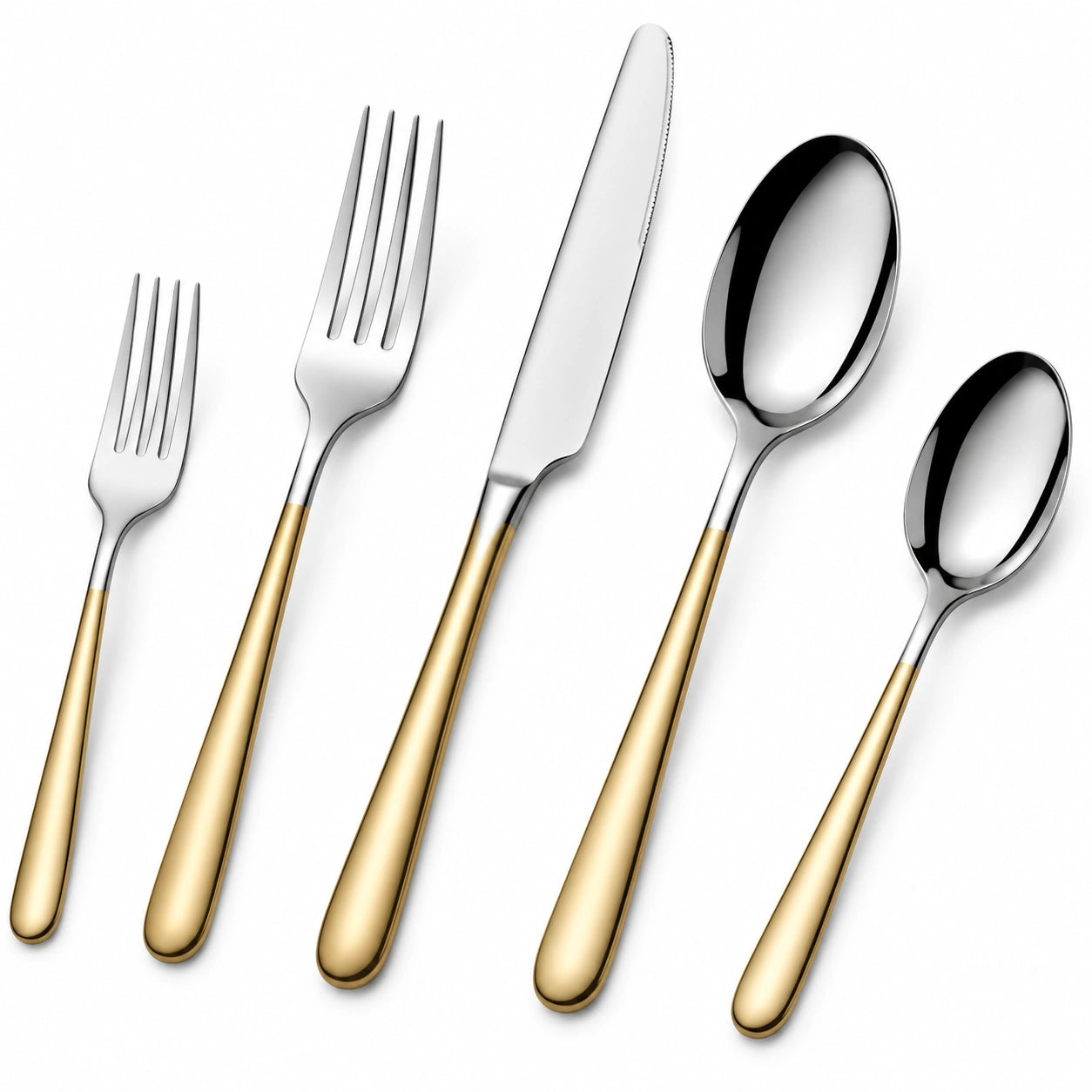 Besteckset Edelstahl Silber-Gold, 5-teilig