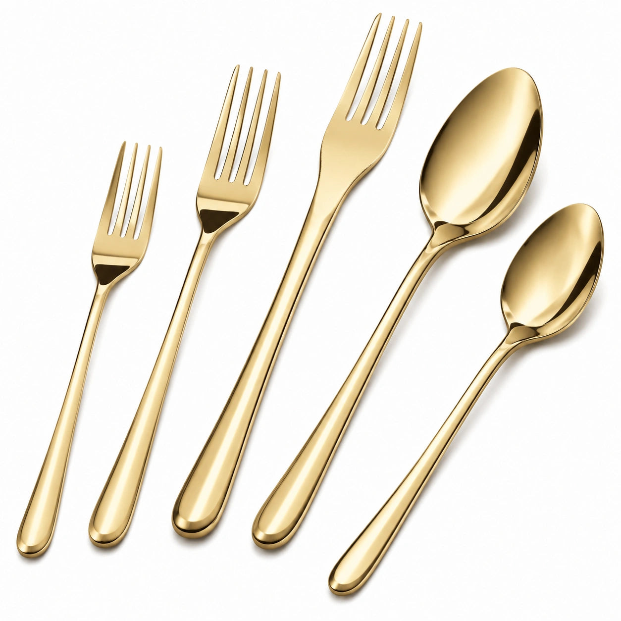 5-teiliges Edelstahl-Besteckset in Gold
