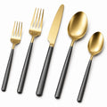 5-teiliges Besteckset in Schwarz und Gold mit ergonomischem Design