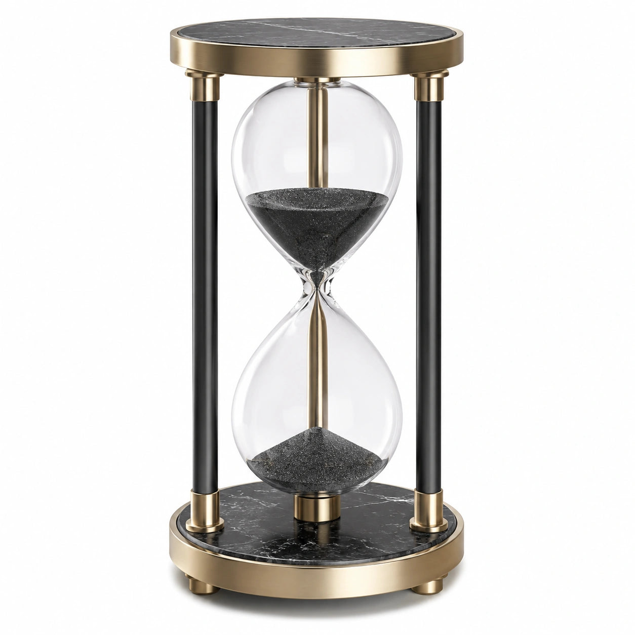 Schwarz-Goldene Sanduhr Glas Metall 30 Minuten