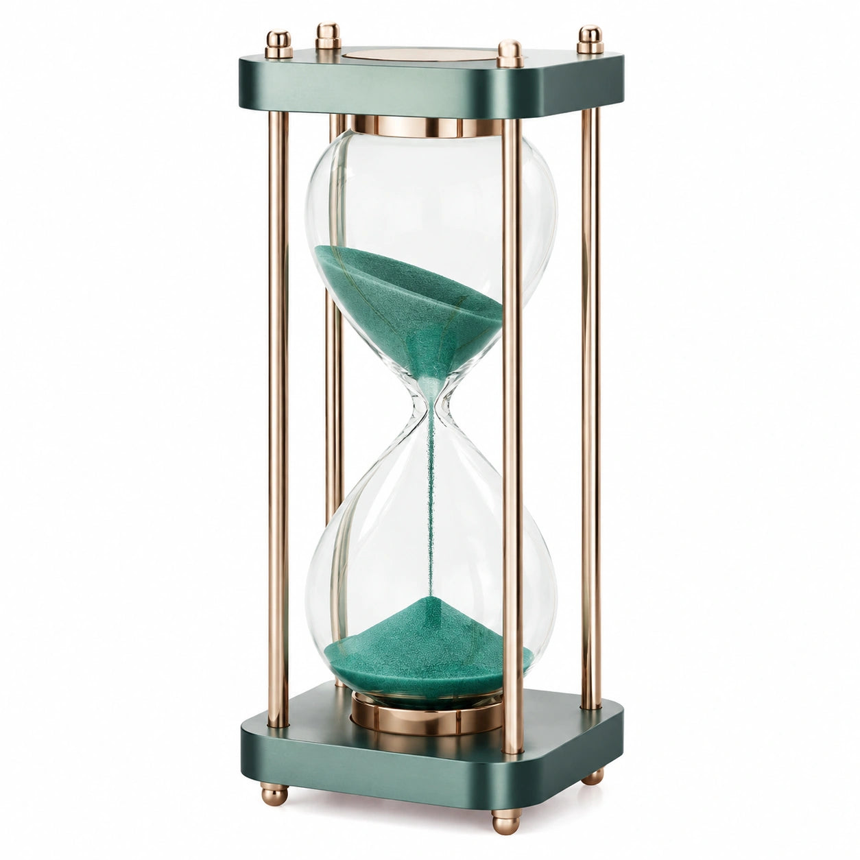 Modernes Sanduhr-Design in Grün und Gold