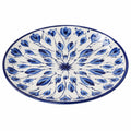 Blau-weißer Keramikteller mit Blumendesign, 30 cm