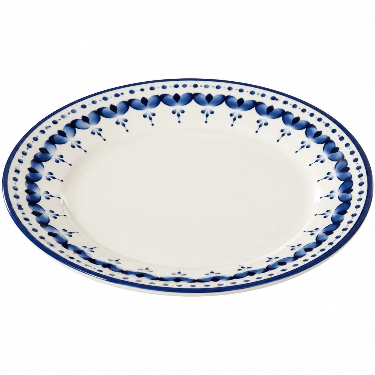 Runder Speiseteller 30 cm Blau-Weiß Dekor
