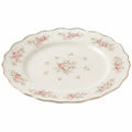 Eleganter Porzellanteller mit Rosendekor 30cm Weiß/Rosa