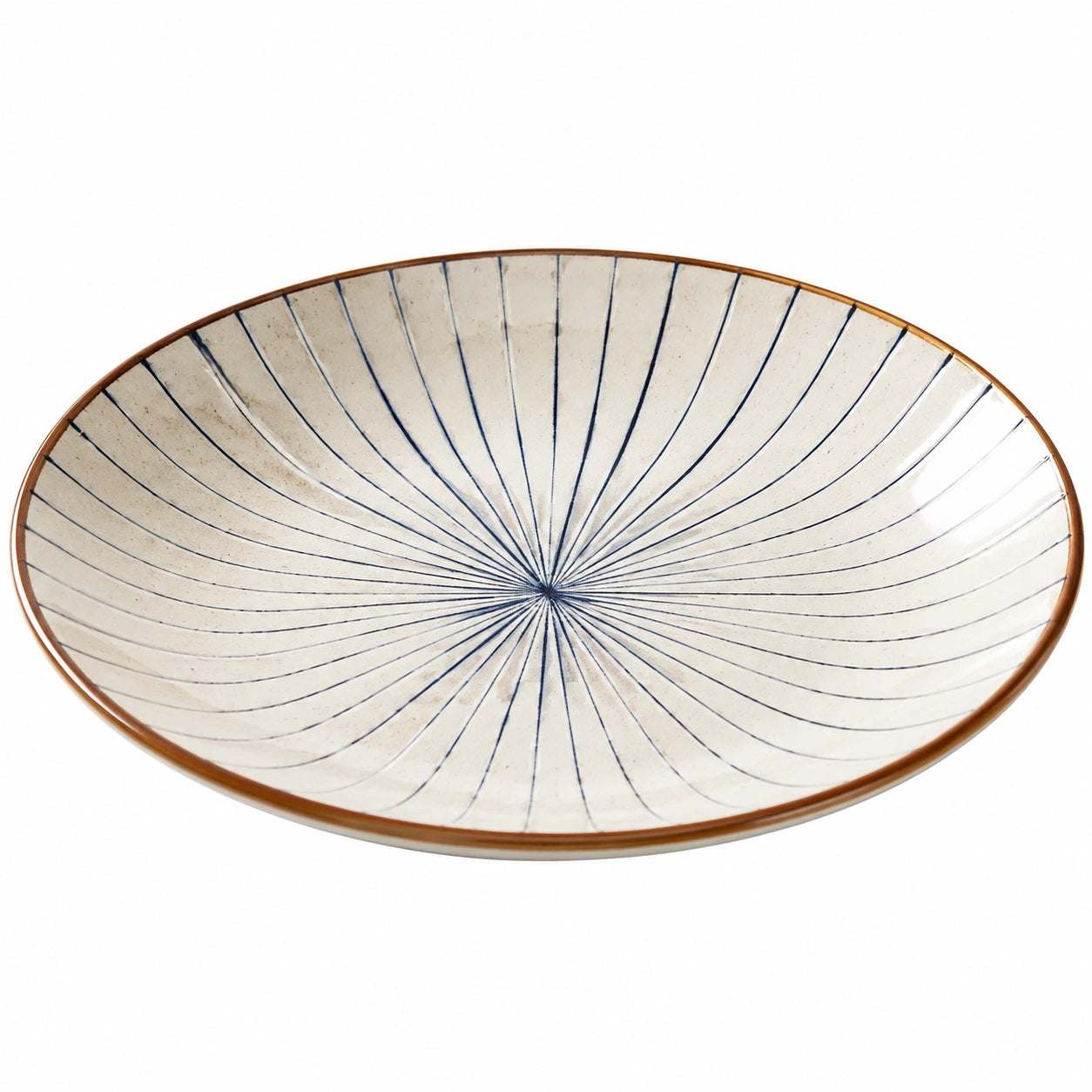 Eleganter Teller mit Streifenmuster, 26 cm, Weiß/Blau
