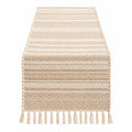 Handgewebter Tischläufer Beige Weiß mit Fransen