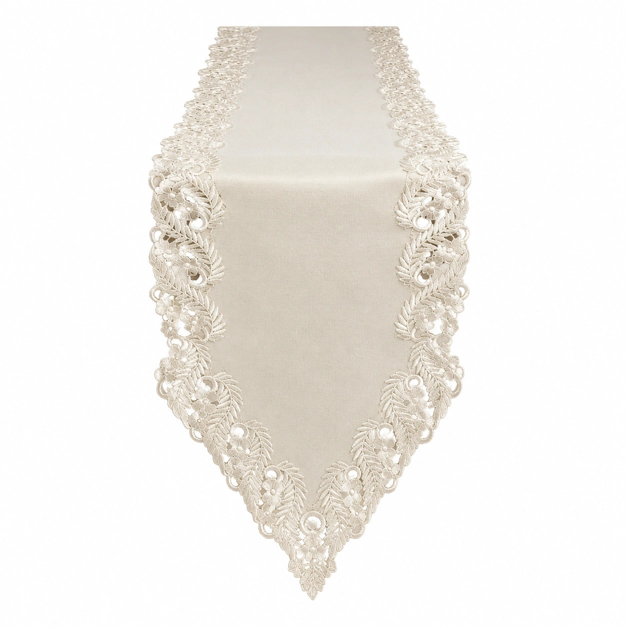Eleganter Tischläufer mit Spitzenverzierung in Beige