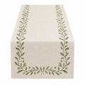 Gestickter Tischläufer 150x40 cm mit Olivendekor Beige/Grün